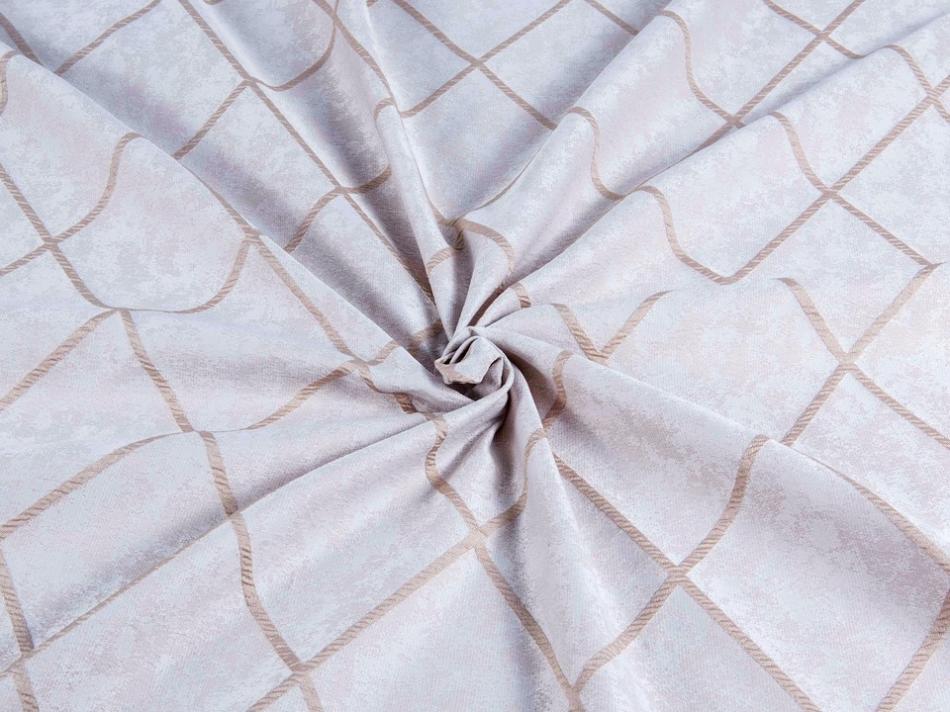 Портьера с объемными жаккардовыми ромбами "Мурано" (Сливочно-бежевый оттенок)