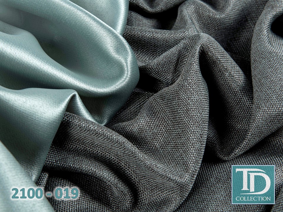 Портьера блэкаут c фактурой "Рогожка" (Мятно-шоколадный оттенок)