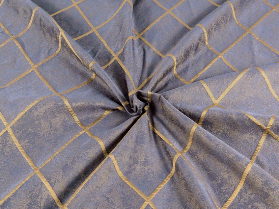 Портьера с объемными жаккардовыми ромбами "Мурано" (Графитово-золотистый оттенок)