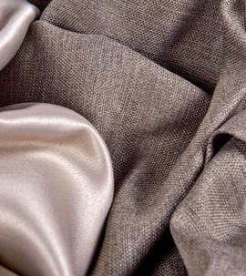 Портьера блэкаут c фактурой "Рогожка" (Серо-кофейный оттенок)