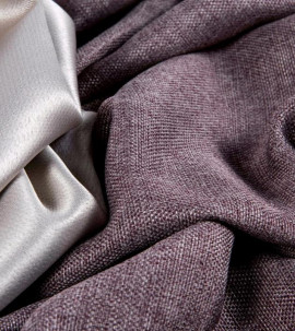 Портьера блэкаут c фактурой "Рогожка" (Сиренево-серый оттенок)